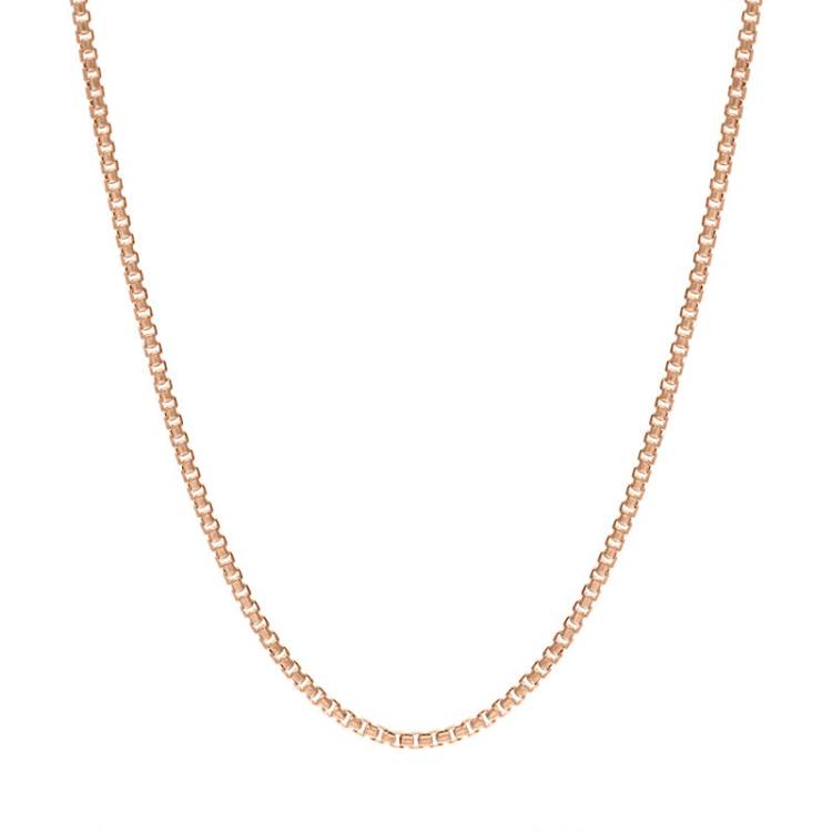 Rose Gold Plated Sterling Silver 30 Inch Box Chain - Gold
