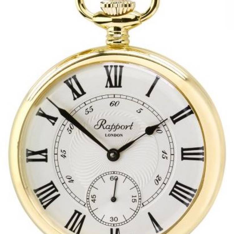 Rapport Pocket Watch Mechanical Open Face Gold Plated - White