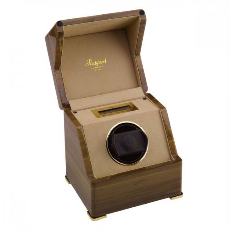 Rapport Watch Winder Perpetua III Single Touch Screen Walnut Finish - Brown