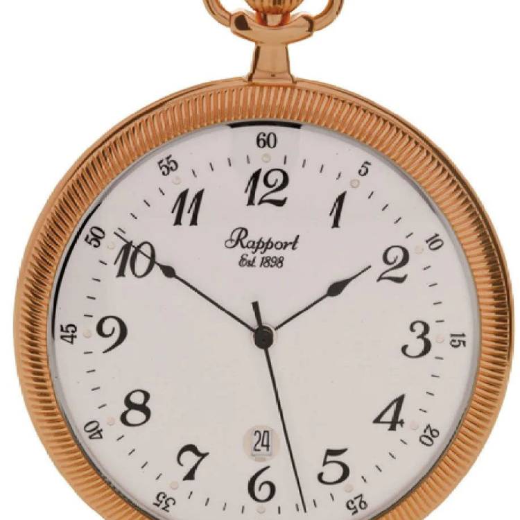 Rapport Pocket Watch Slim Open Face Rose Gold - White
