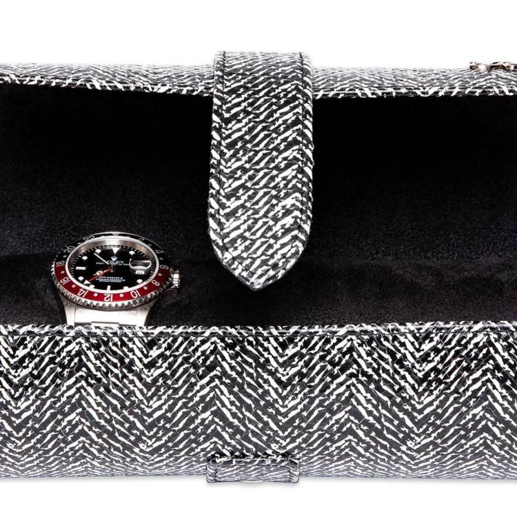 Rapport Watch Roll Marlow Three Black Herringbone