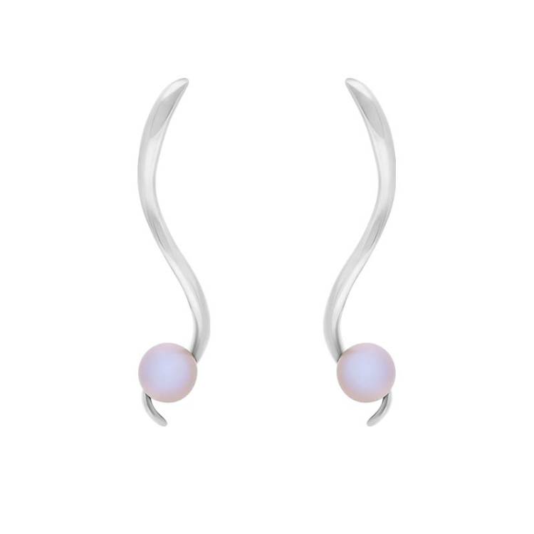 Sarah Jordan Sterling Silver Freshwater Pearl Swirls And Pearls Ringlet Drop Earrings