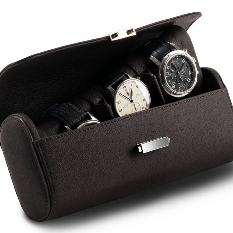 Scatola del Tempo Watch Case Viaggio Pochette Chocolate