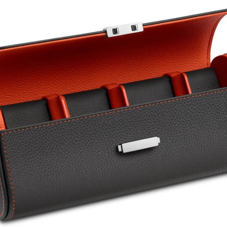 Scatola del Tempo Watch Case Viaggio Pochette Grey Orange