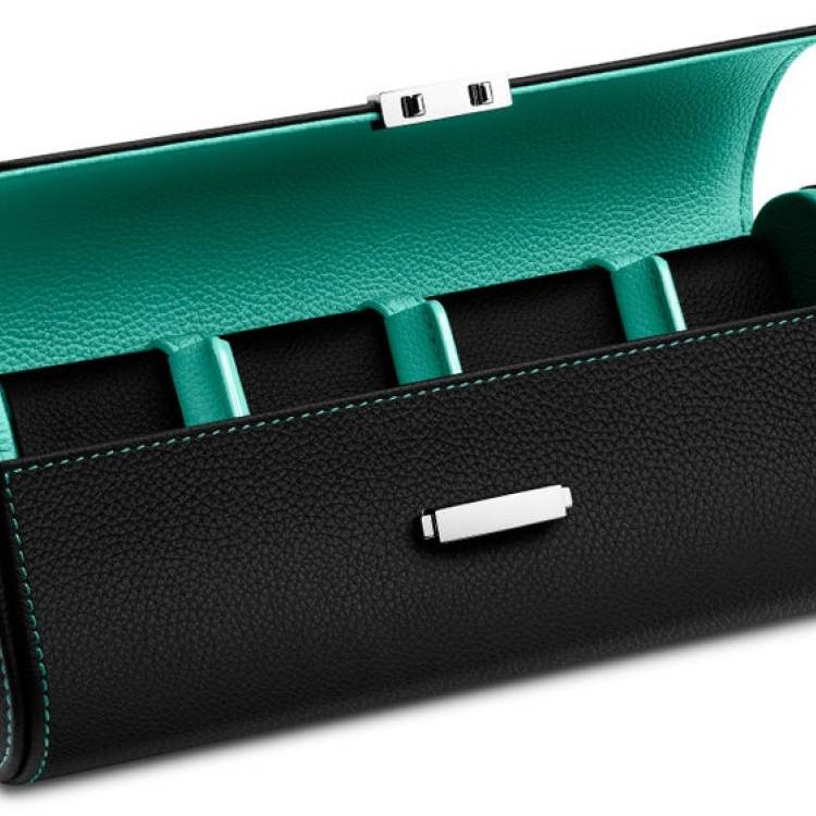 Scatola del Tempo Watch Case Viaggio Pochette Black Blue Tiffany