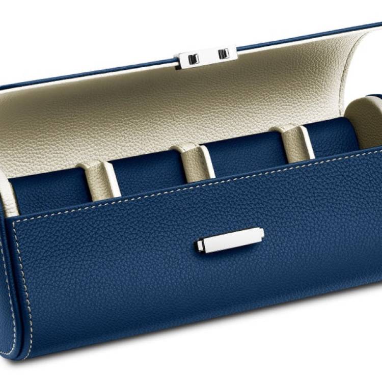 Scatola del Tempo Watch Case Viaggio Pochette Blue Off White