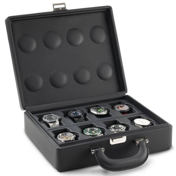 Scatola del Tempo Watch Case Valigetta 8 Handle Black