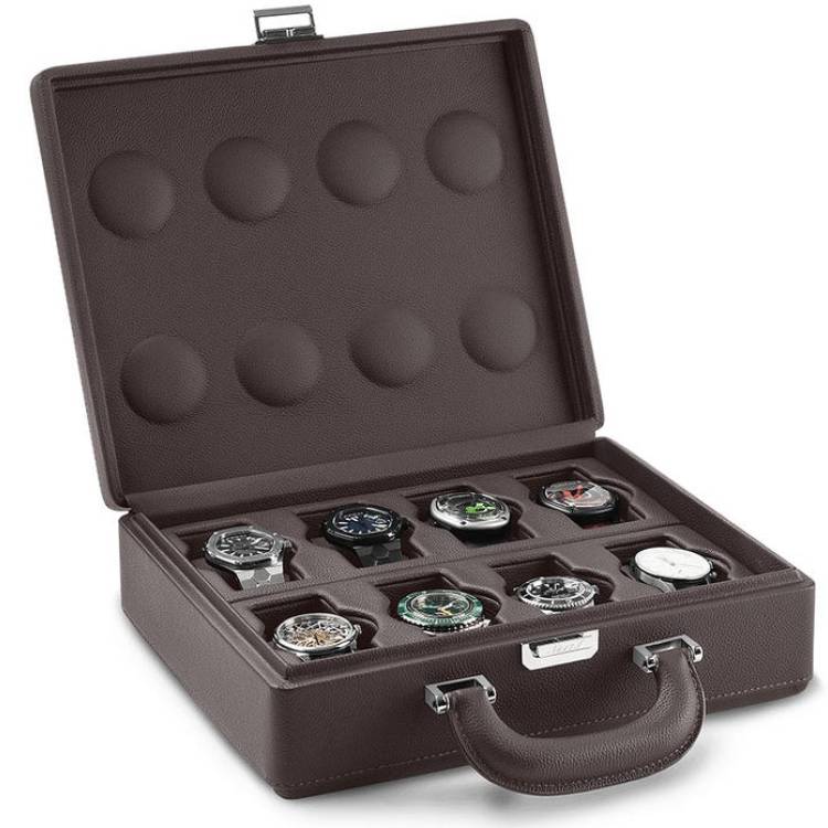 Scatola del Tempo Watch Case Valigetta 8 Handle Chocolate