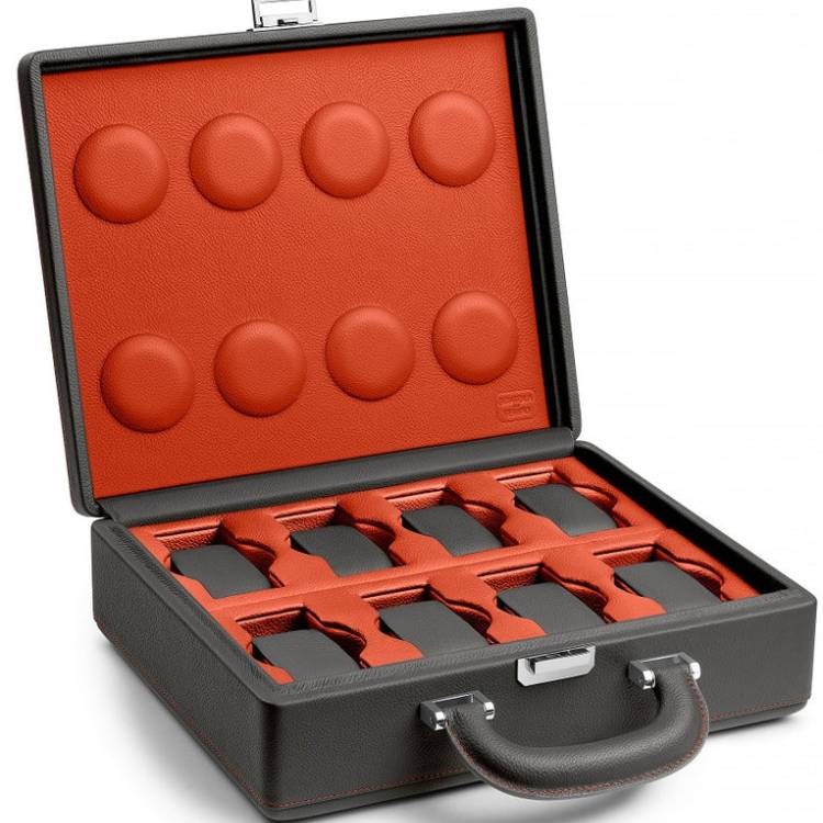 Scatola del Tempo Watch Case Valigetta 8 Handle Grey Orange