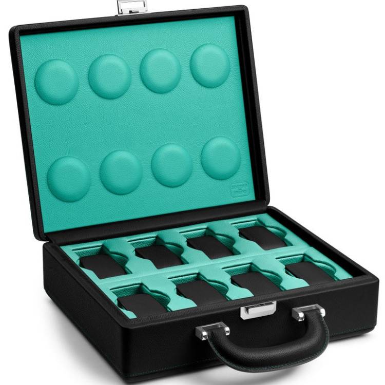Scatola del Tempo Watch Case Valigetta 8 Handle Black Blue Tiffany