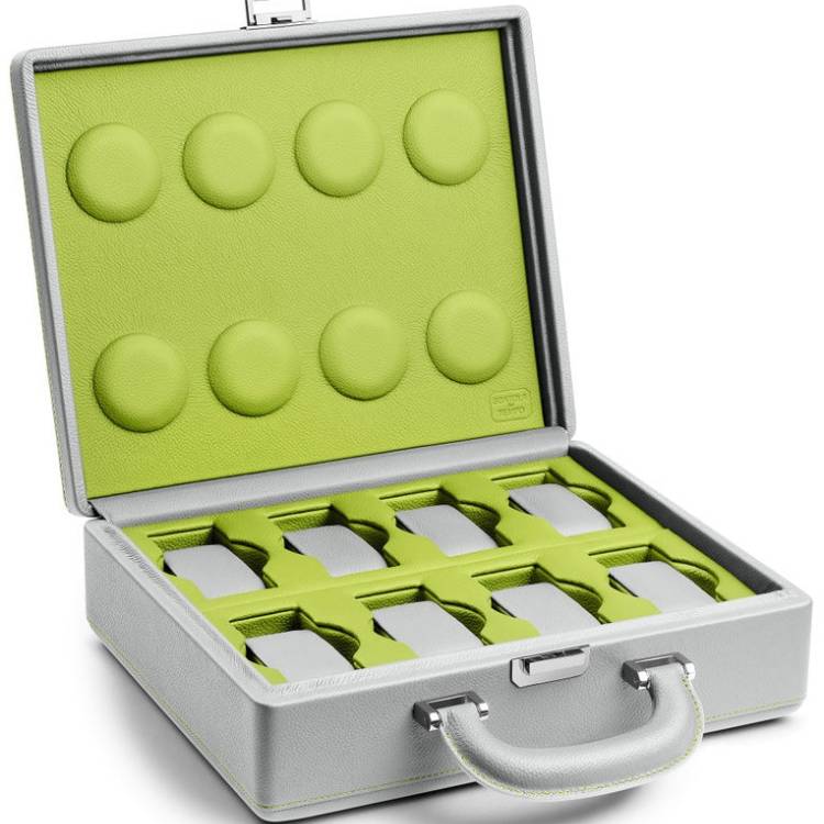 Scatola del Tempo Watch Case Valigetta 8 Handle Grey Green