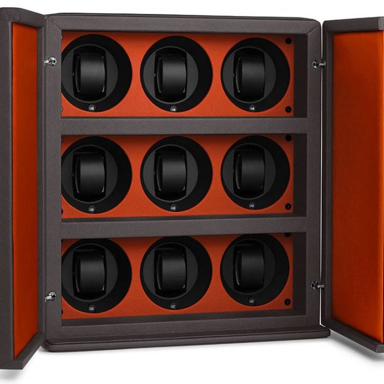 Scatola del Tempo Watch Winder Rotore 9 Grey Orange