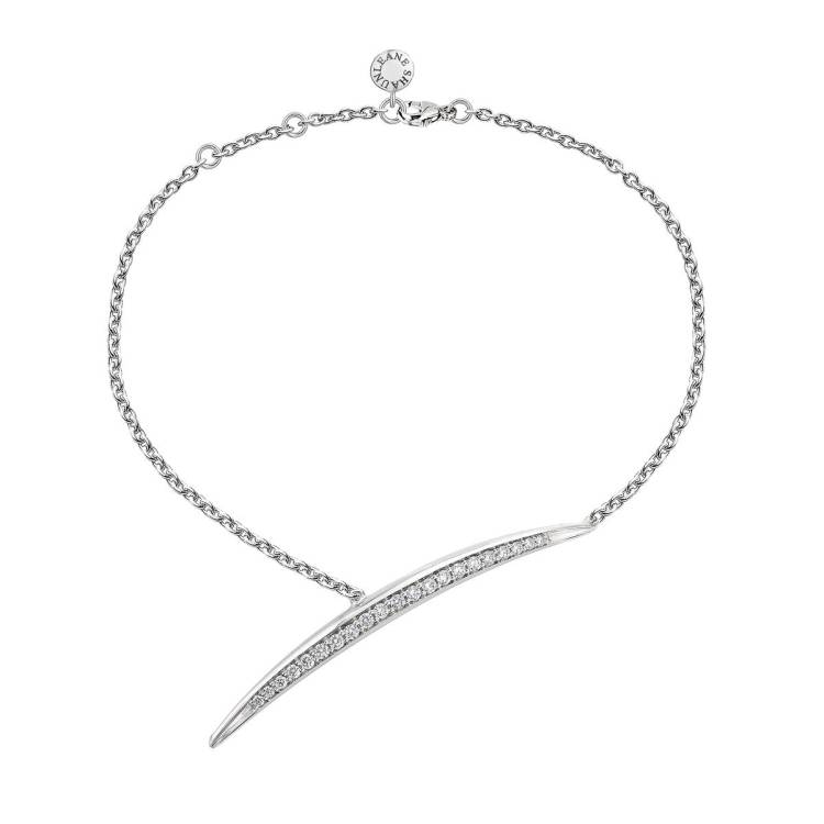 Shaun Leane Armis 18ct White Gold Diamond Pave Single Bar Bracelet - White Gold