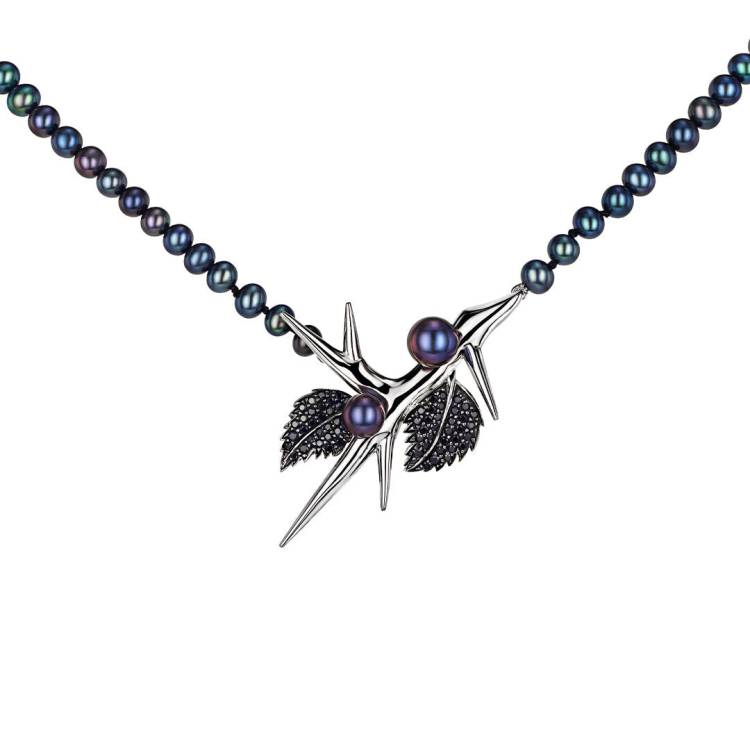 Shaun Leane Blackthorn Sterling Silver Black Spinel Freshwater Pearl Necklace - Silver
