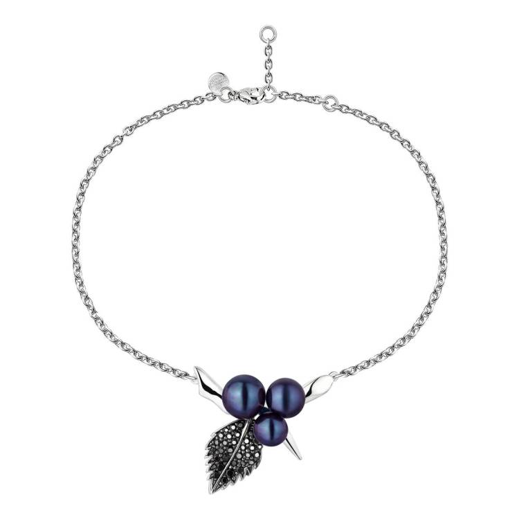 Shaun Leane Blackthorn Sterling Silver Black Spinel Pearl Leaf Bracelet - Silver
