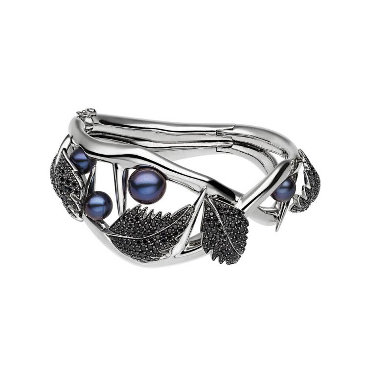Shaun Leane Blackhorn Sterling Silver Black Spinel Pearl Statement Bracelet - Silver