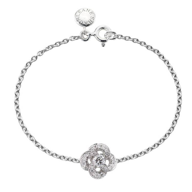 Shaun Leane Entwined 18ct White Gold Diamond Pave Petal Flower Bracelet - White Gold