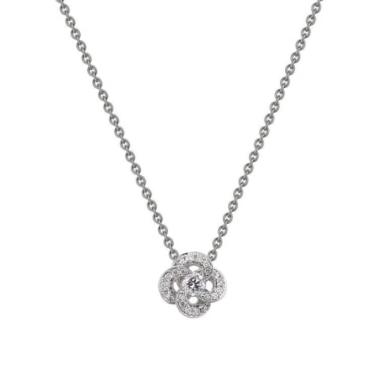 Shaun Leane Entwined 18ct White Gold Diamond Pave Petal Flower Necklace - White Gold