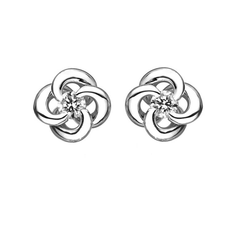 Shaun Leane Entwined 18ct White Gold Diamond Petal Flower Stud Earrings - White Gold