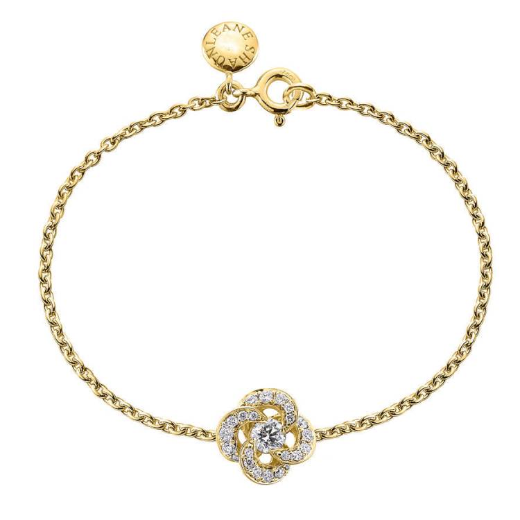 Shaun Leane Entwined 18ct Yellow Gold Diamond Pave Petal Flower Bracelet - Yellow Gold