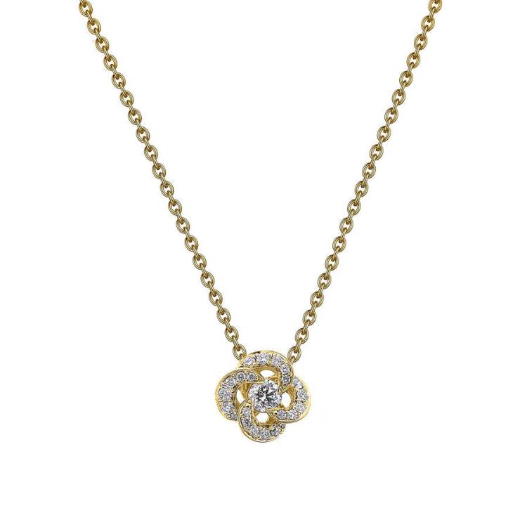 Shaun Leane Entwined 18ct Yellow Gold Diamond Pave Petal Flower Necklace - Yellow Gold
