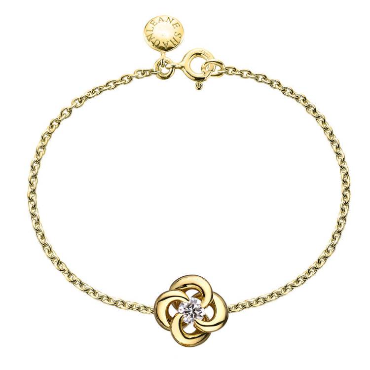 Shaun Leane Entwined 18ct Yellow Gold Diamond Petal Flower Bracelet - Yellow Gold
