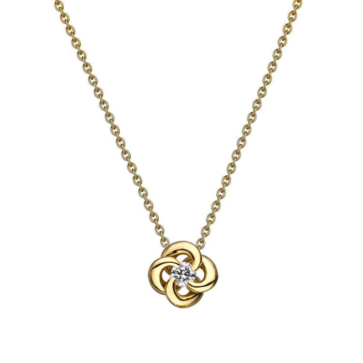 Shaun Leane Entwined 18ct Yellow Gold Diamond Petal Flower Necklace - Yellow Gold
