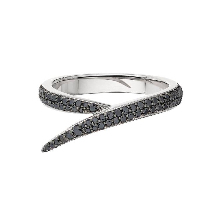 Shaun Leane Interlocking 18ct White Gold Black Diamond Single Ring - S