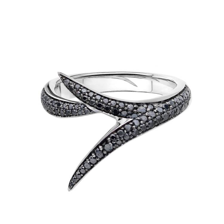 Shaun Leane Interlocking Embrace 18ct White Gold Black Diamond Ring - R