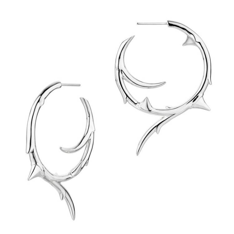 Shaun Leane Rose Thorn Sterling Silver Large Hoop Earrings - Silver