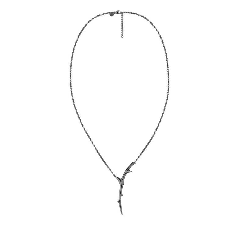 Shaun Leane Rose Thorn Sterling Silver Black Rhodium Single Drop Pendant - Black