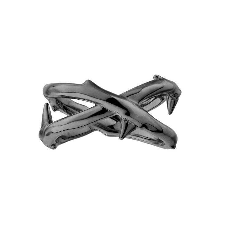Shaun Leane Rose Thorn Sterling Silver Black Rhodium Wide Ring - M