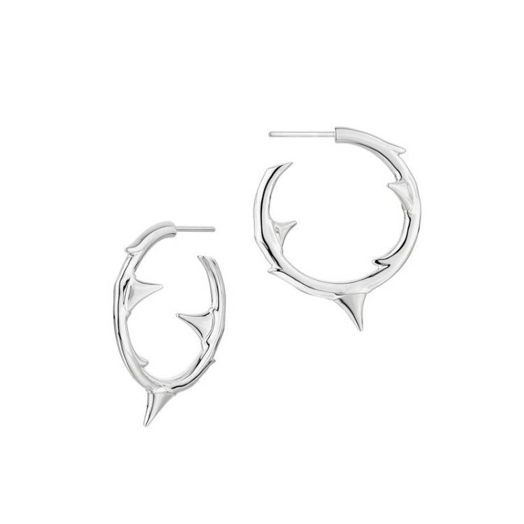 Shaun Leane Rose Thorn Sterling Silver Medium Hoop Earrings - Silver