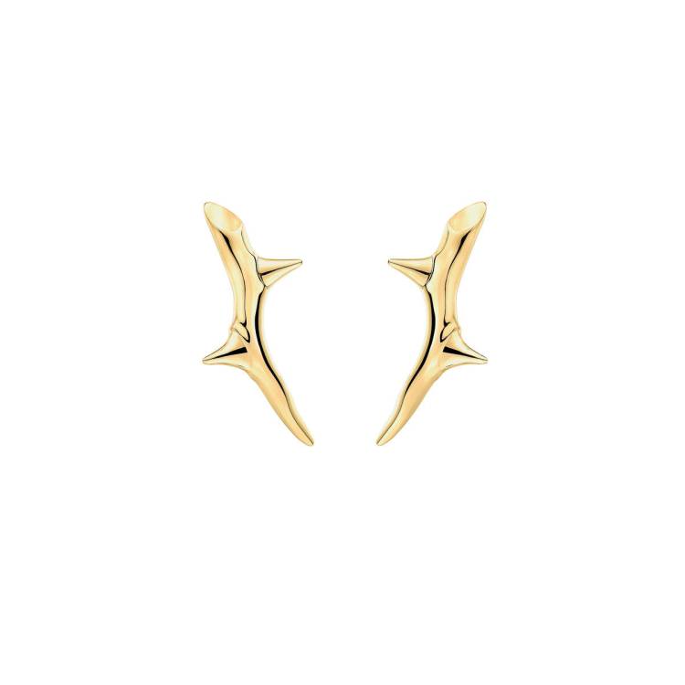 Shaun Leane Rose Thorn 18ct Yellow Gold Plated Sterling Silver Climber Stud Earrings - Gold