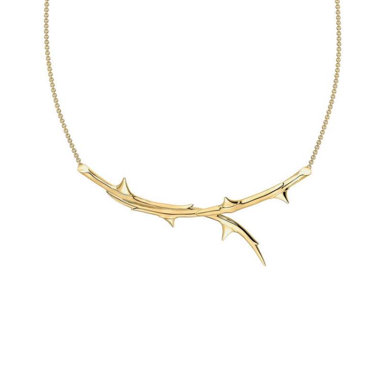 Shaun Leane Rose Thorn 18ct Yellow Gold Plated Sterling Silver Horizontal Necklace - Gold