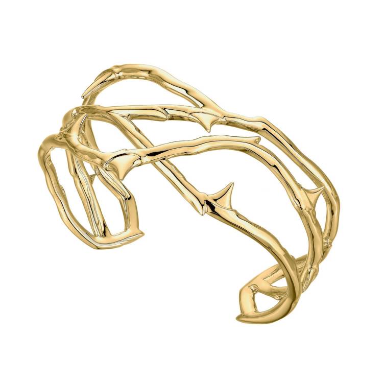 Shaun Leane Rose Thorn 18ct Yellow Gold Plated Sterling Silver Small Cuff Bangle - Gold