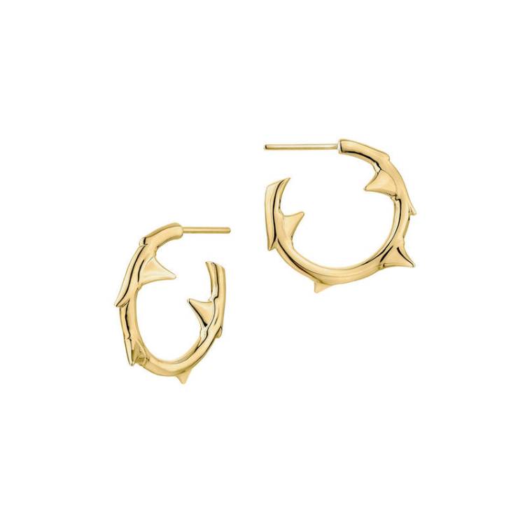 Shaun Leane Rose Thorn 18ct Yellow Gold Plated Sterling Silver Small Hoop Earrings - Gold