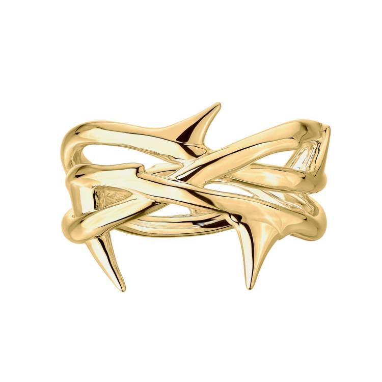 Shaun Leane Rose Thorn 18ct Yellow Gold Plated Sterling Silver Triple Band Ring - S