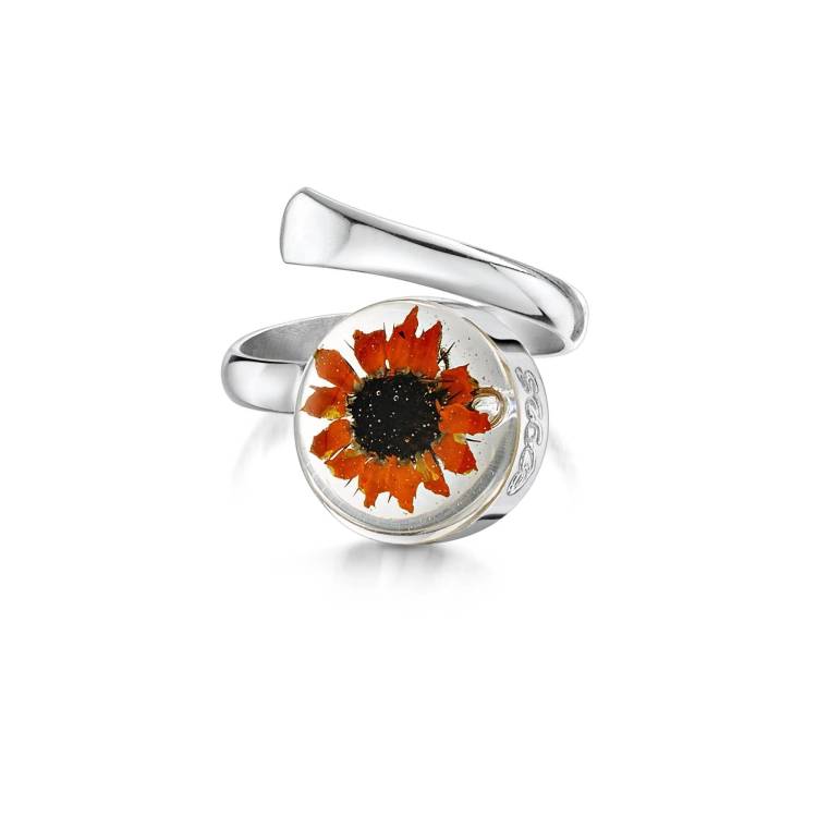 Shrieking Violet Sterling Silver Susan Sunflower Adjustable Ring - Silver
