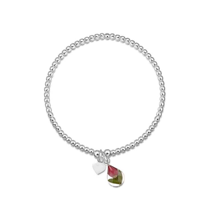 Shrieking Violet Sterling Silver Beaded Rosebud Pear Drop Charm Bracelet - Option1 Value Silver
