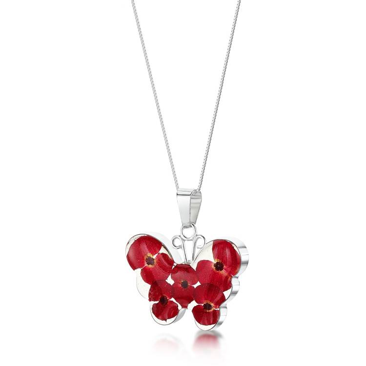 Shrieking Violet Sterling Silver Poppy Butterfly Necklace - Option1 Value Silver