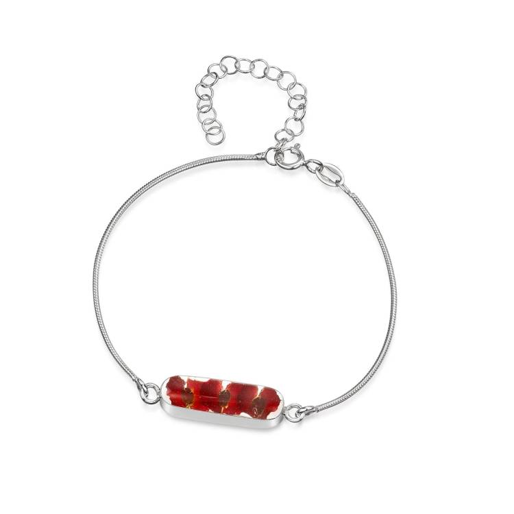 Shrieking Violet Sterling Silver Poppy Charm Snake Bracelet - Silver