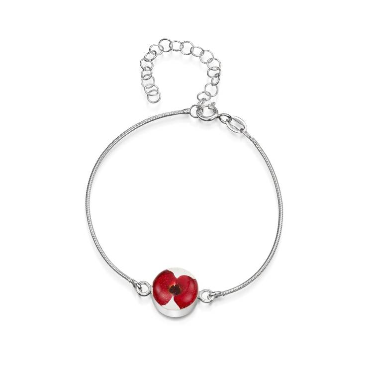 Shrieking Violet Sterling Silver Poppy Round Charm Bracelet - Option1 Value Silver