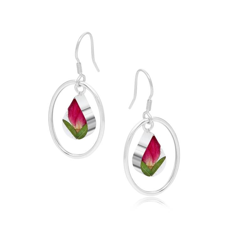 Shrieking Violet Sterling Silver Rose Hoop Drop Earrings - Option1 Value Silver