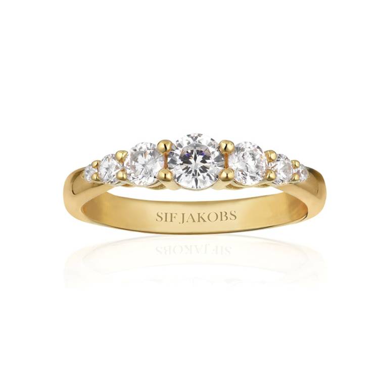 Sif Jakobs Belluno 18ct Gold Plated Sterling Silver White Zirconia Band Ring - 58