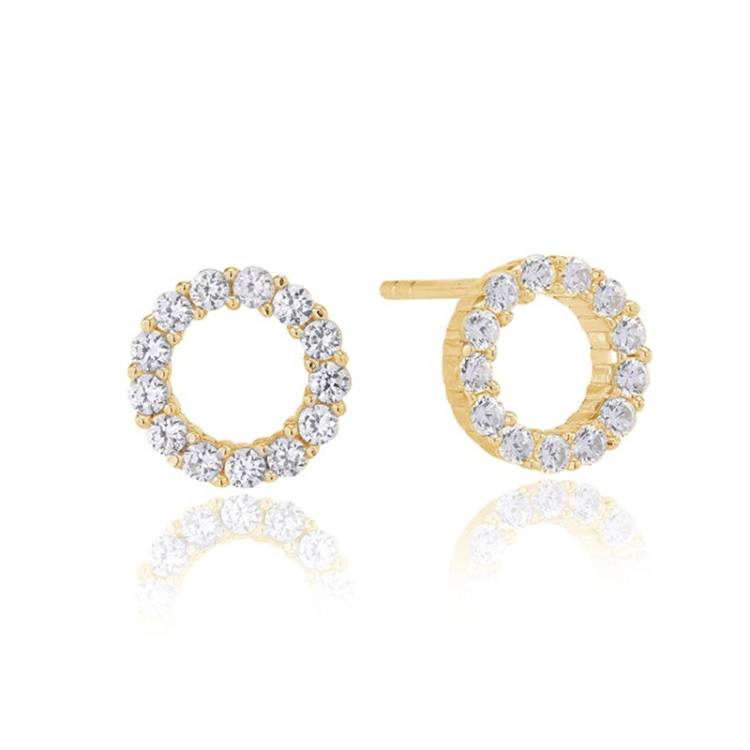 Sif Jakobs Biella 18ct Gold Plated Sterling Silver White Zirconia Piccolo Stud Earrings - Silver
