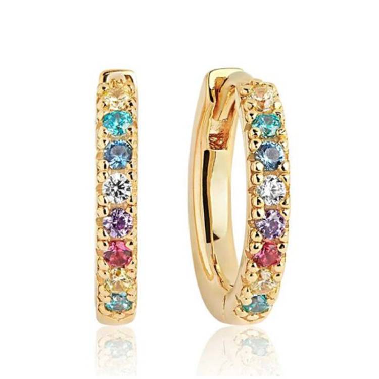 Sif Jakobs Ellera 18ct Gold Plated Sterling Silver Multicolour Zirconia Hoop Earrings - Silver
