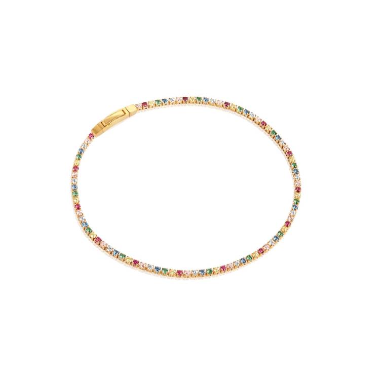 Sif Jakobs Ellera 18ct Gold Plated Sterling Silver Multicoloured Zirconia Tennis Bracelet - 17cm