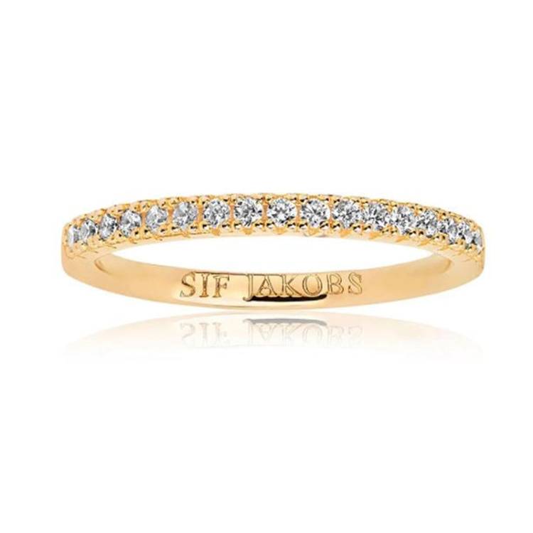 Sif Jakobs Ellera 18ct Gold Plated Sterling Silver White Zirconia Band Ring - 58