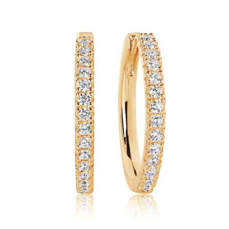 Sif Jakobs Ellera 18ct Gold Plated Sterling Silver White Zirconia Grande Hoop Earrings - Silver